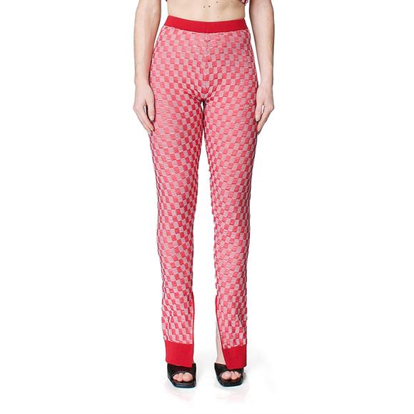 NEW MAISON MARGIELA jacquard check pants in red/white